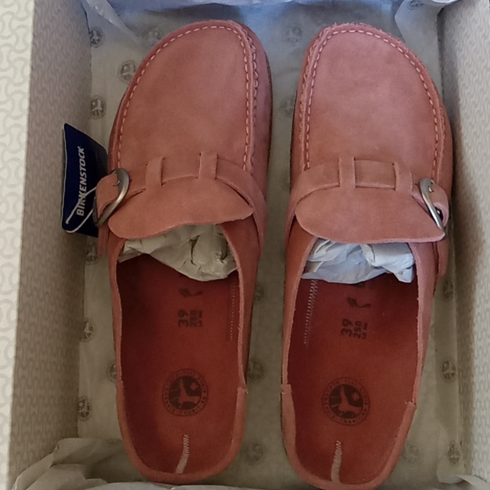 Birkenstock Womens Suede/Leather Sandals Size:39 Color:Pink Clay     Narrow Fit